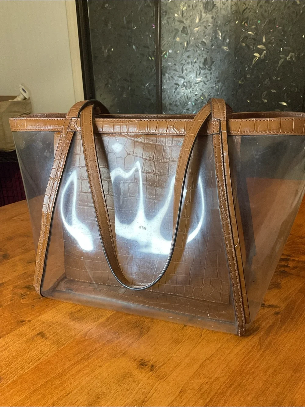 Michael Kors Brown Croc-Embossed Clear Tote - Picture 4 of 7